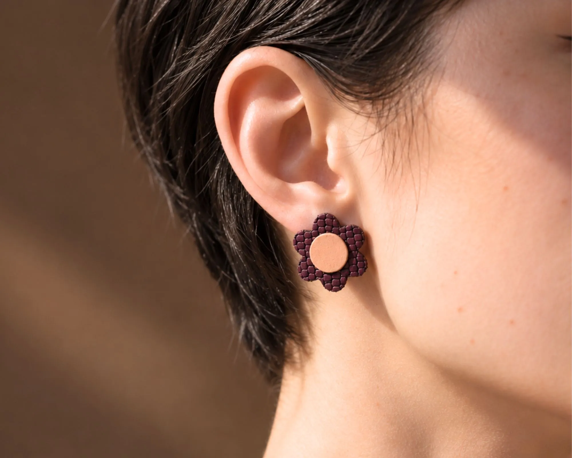 Pendientes cuero | Flor - Imagen 6